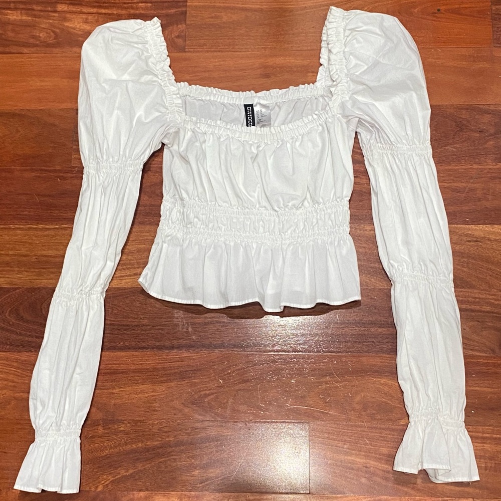 H&M White Puff Sleeve Blouse